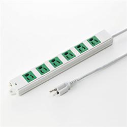 サンワサプライ TAP-K6-3G グリーン 工事物件タップ 3ピン6個口 3m TAPK63G