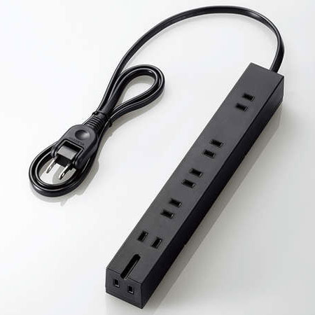 エレコム(ELECOM) T-KF01-2610BK(ブラック) 雷/回転機能タップ 延長コード 2ピン 6個口 1m