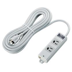エレコム(ELECOM) T-WRMK3250LG/RS グレー 雷ガード 二重構造工事用タップ 延長コード 3ピン 2個口 5m
