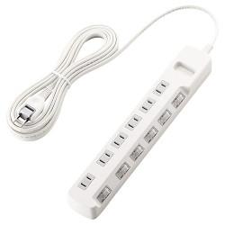 エレコム(ELECOM) T-K5A-2650WH ホワイト 雷ガードタップ 個別スイッチ付 延長コード 2ピン 6個口 5m