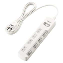 エレコム(ELECOM) T-K8A-2425WH ホワイト 雷ガードタップ 一括&個別スイッチ付 延...