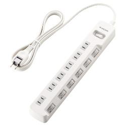 エレコム(ELECOM) T-E7A-2620WH ホワイト 省エネタップ 一括&個別スイッチ付 延長コード 2ピン 6個口 2m
