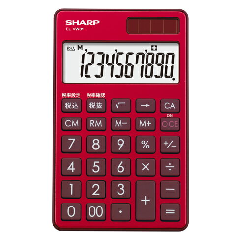シャープ SHARP EL-VW31-RX スタイリッシュレッド 卓上電卓 10桁 手帳タイプ
