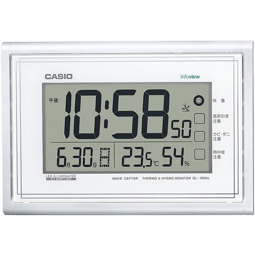 CASIO(カシオ) IDL-150NJ-7JF パールホワイト 電波壁掛け時計 温湿度計付き