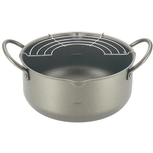 タマハシ IYE-6513 特厚深型天ぷら鍋 22cm アミ付