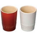 ル クルーゼ(LE CREUSET) ペア ショート タンブラー 2個組 910378-00(チェリーレッド ホワイトラス)