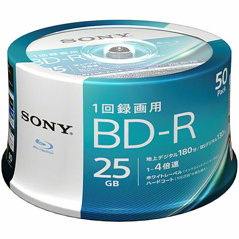 ソニー 50BNR1VJPP4 録画・録音用 BD-R 25GB 一回(追記)録画 プリンタブル 4倍速 50枚