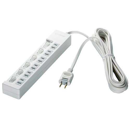 バッファロー(BUFFALO) 2ピン式電源タップ 6個口 上挿し 2m BSTAPSW2620WH ホワイト