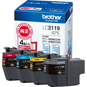 ブラザー(brother) LC3119-4PK 純正 お徳用4色パック 大容量タイプ