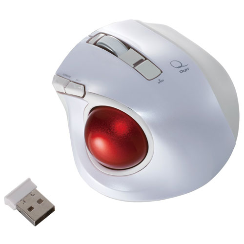 ナカバヤシ MUS-TRLF132W(ホワイト) USB トラックボールマウス 小型無線静音 5ボタン MUSTRLF132W