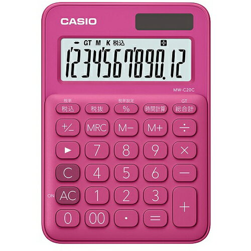 CASIO(カシオ) MW-C20C-RD(ビビッドピンク) カラフル電卓 12桁