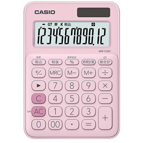 CASIO(カシオ) MW-C20C-PK(ペールピンク) カラフル電卓 12桁