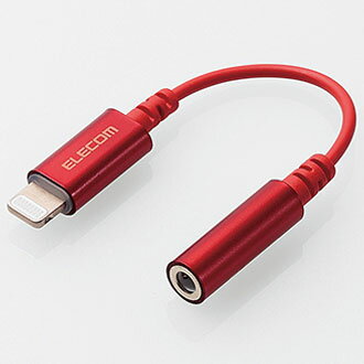 ���쥳��(ELECOM) MPA-L35DS01RD ��å� Lightning-��3.5mm���ƥ쥪�ߥ˥���å��Ѵ������֥� 0.1m