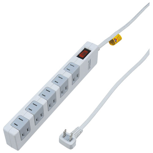 ヤザワ Y02FSBK1015WH(ホワイト) 雷サージ・ブレーカー集中SW付 10個口(上挿し5・横挿し5) 5m