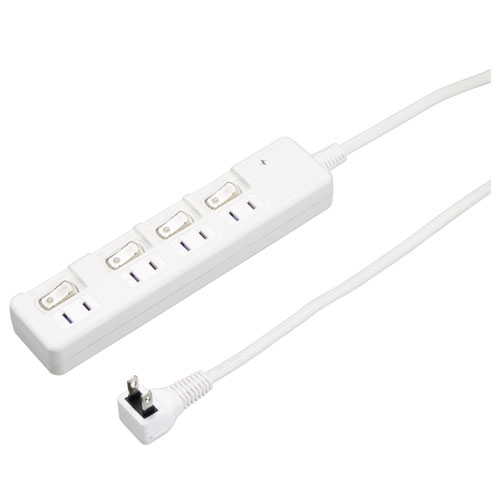 ヤザワ H8KS442WH ホワイト 雷ガード付4個口節電タップ 4個口 上挿し 2m