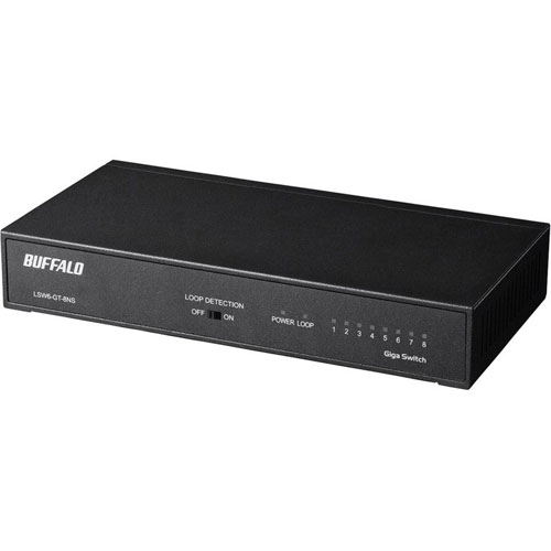 バッファロー BUFFALO LSW6-GT-8NS/BK(ブラック) Giga対応スイッチングハブ 電源内蔵 8ポート LSW6GT8NSBK 1