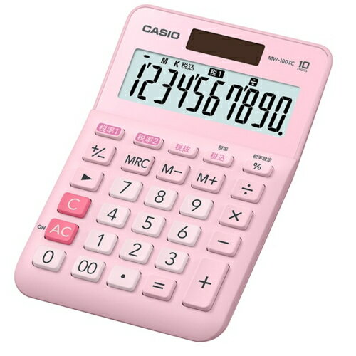 CASIO(カシオ) MW-100TC-PK-N(ピンク) ミニジャストタイプ W税率電卓 10桁 CASIO(カシオ) MW-100TC-PK-N(ピンク) ミニジャストタイプ W税率電卓 10桁
