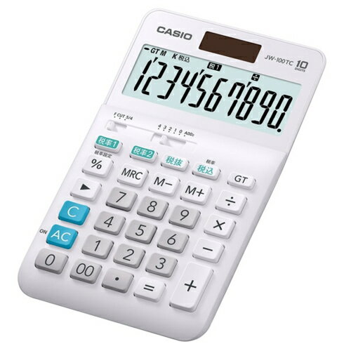 CASIO(カシオ) JW-100TC-N ジャストタイプ W税率電卓 10桁 CASIO(カシオ) JW-100TC-N ジャストタイプ W税率電卓 10桁