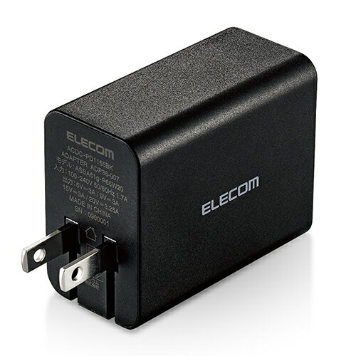 쥳 ELECOM ACDC-PD1165BK(֥å) GaN PDб USB ACŴ PD65W ACDCPD1165BK