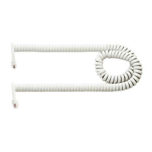 ミヨシ DC-J406/WH(ホワイト) 4極4芯 受話器用カールコード クロス結線タイプ 0.6m ミヨシ DC-J406/WH(ホワイト) 4極4芯 受話器用カールコード クロス結線タイプ 0.6m