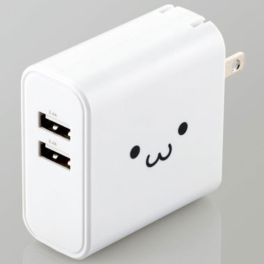エレコム ELECOM MPA-ACU05WF(ホワイトフェイス) 24W AF×2 AC充電器 USB充電器 エレコム ELECOM MPA-ACU05WF(ホワイトフェイス) 24W AF×2 AC充電器 USB充電器