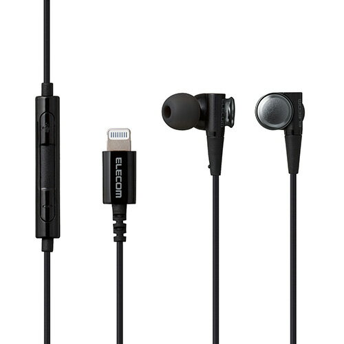 エレコム(ELECOM) EHP-LCS200MBK(ブラック) Lightning接続ヘッドホンマイクのサムネイル