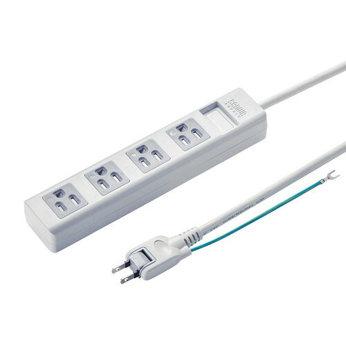 サンワサプライ TAP-SH3425MG ホワイト シャッター電源タップ 4個口 2.5m