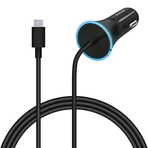 エレコム(ELECOM) MPA-CCCPD01BK ブラック 車載充電器 USB PD18W Type-C ケーブル一体型 150cm