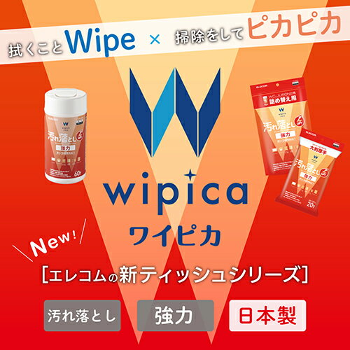 エレコム(ELECOM) WC-JU20LPN2 汚れ落とし 強力ウェットクリーニングティッシュ 20枚入 厚手大判