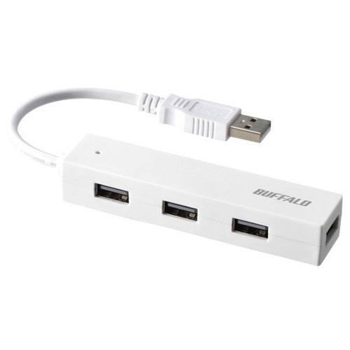 バッファロー(BUFFALO) BSH4U050U2WH(ホワイト) USBハブ 10cm