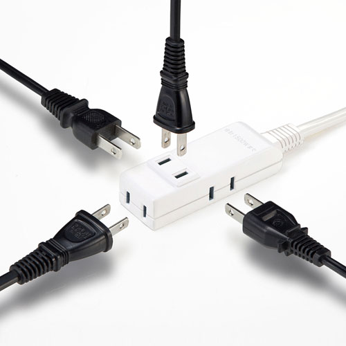 サンワサプライ TAP-M802W ホワイト マイクロ電源タップ 4個口 上挿し1・横挿し3 0.2m TAPM802W ec-current-12697370 ECカレント サンプル画像2