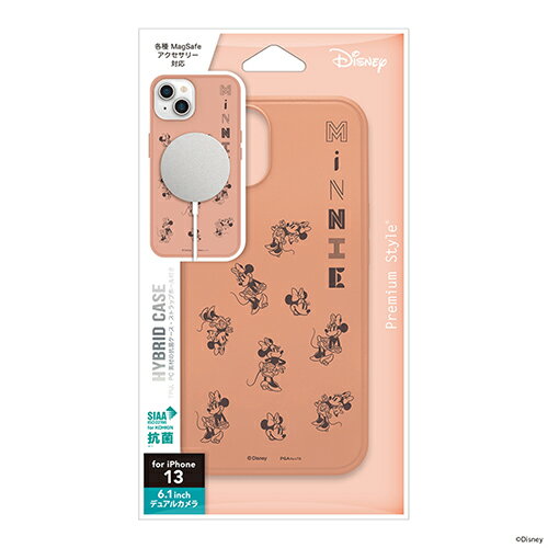 PGA PG-DMGPT21K02MNE(ミニーマウス) iPhone 13用 MagSafe対応 抗菌ハイブリッドケース