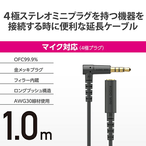 エレコム(ELECOM) EHP-35EL4P10BK ブラック ヘッドホン・イヤホン用延長コード φ3....