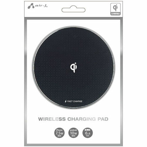 エアージェイ(air-j) AWJ-PD9-BK(ブラック) iPhone Android用 ワイヤレス充電パッド WIRELESS CHARGING PAD