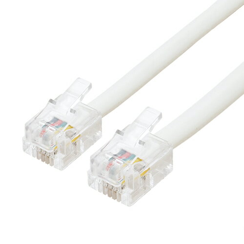 ミヨシ DC-420-WH(ホワイト) 電話機コード スタンダード 6極4芯/2芯 タイプ 20m