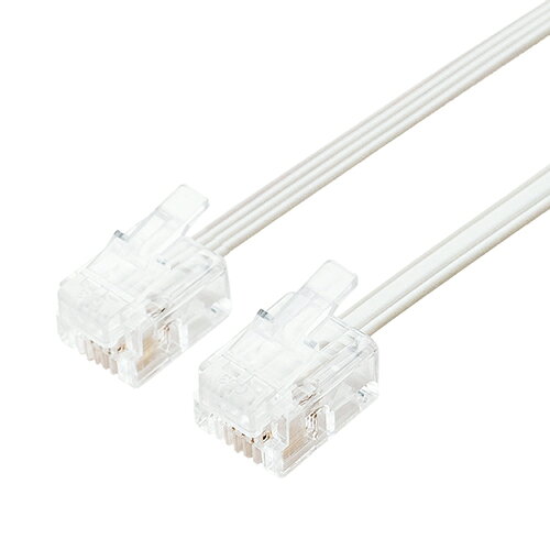 ミヨシ DC-F405-WH ホワイト 電話機コード フラット 6極/4芯/2芯 タイプ 5m