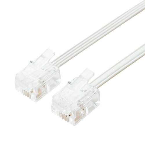 ミヨシ DC-F410-WH(ホワイト) 電話機コード フラット 6極/4芯/2芯 タイプ 10m