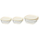 ハリオ(HARIO) KST-2012-OW(オフホワイト) 耐熱ガラス製保存容器 3個セット(S/250ml、M/600ml)