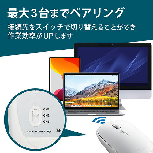エレコム ELECOM M-TM15BBWH(ホワイト) 充電式 ワイヤレスマウス Bluetooth 静音 4ボタン 薄型 MTM15BBWH