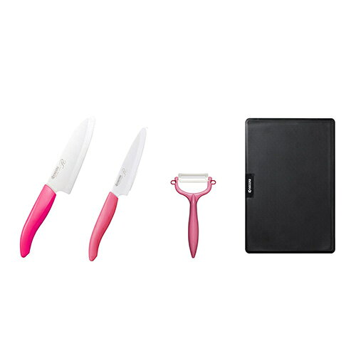 京セラ(KYOCERA) キッチンツール4点セットピンク セラミックナイフ ピーラー まな板のサムネイル