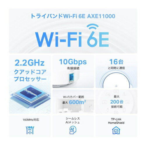 TP-Link(�ƥ����ԡ����) DECO XE2002P AXE11000 �ȥ饤�Х�ɥ�å���Wi-Fi 6E�����ƥ� 2�ѥå�