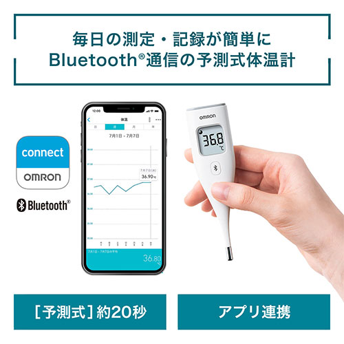 ECカレントのオムロン OMRON MC-6810T2 ホワイト 電子体温計 けんおんくん 予測式｜アングル2