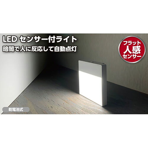 エルパ(ELPA) PM-LF005PIR-W LEDセンサー付ライト 乾電池式 フラット人感センサー