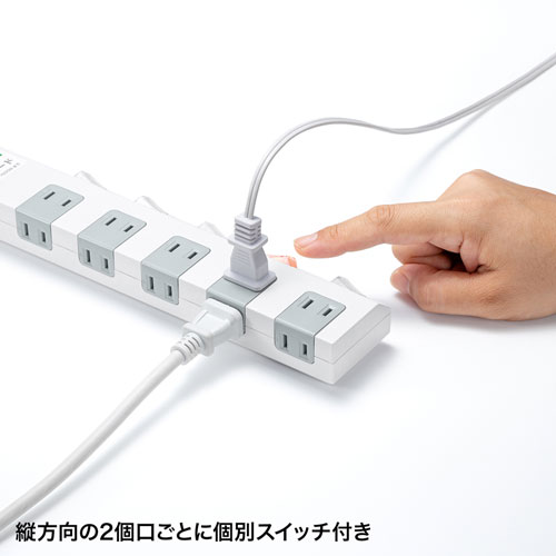サンワサプライ TAP-SP2110SW-5 節電タップ 2P 10個口 5m TAPSP2110SW5