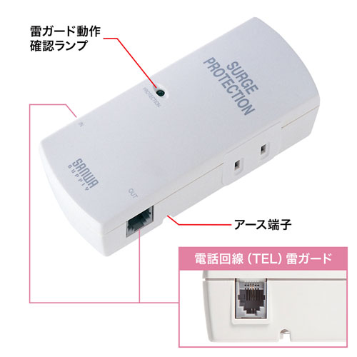 ECカレントのサンワサプライ TAP-SP310TEL 高性能雷ガードタップ 2P 2個口｜アングル2