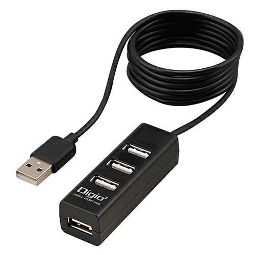 ナカバヤシ UH-2614-BK(ブラック) USB2.0 4ポートハブ/120cm ナカバヤシ UH-2614-BK(ブラック) USB2.0 4ポートハブ/120cm