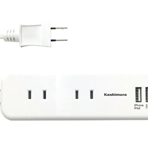 樂天商城 - カシムラ(Kashimura) TI-175 ホワイト 国内・海外兼用 4口電源タップ Aタイプ 2USB 2.1A 1m