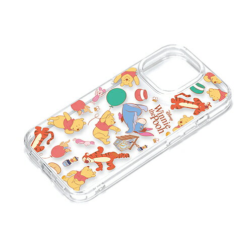 PGA iPhone15 Pro用 クリアハイブリッドケース くまのプーさん