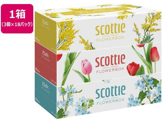 Tissue （Box） - クレシア スコッティ ティッシュ フラワーボックス 250組 3個×18パック[代引不可]