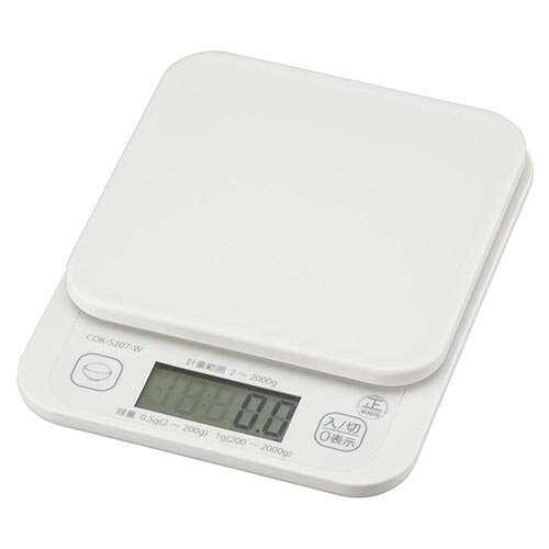 オーム電機(OHM) COK-S207-W クッキングスケール 2KG計 ご飯カロリーボタン付き 08-1200